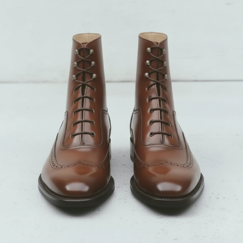 Men's Brown Wingtip Leather Oxford Boots