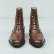Men's Brown Wingtip Leather Oxford Boots