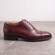Men's Burgundy Cap-Toe Leather Brogue Oxfords — Faversham