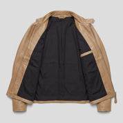Men's Tan Leather Biker Jacket — Uckfield