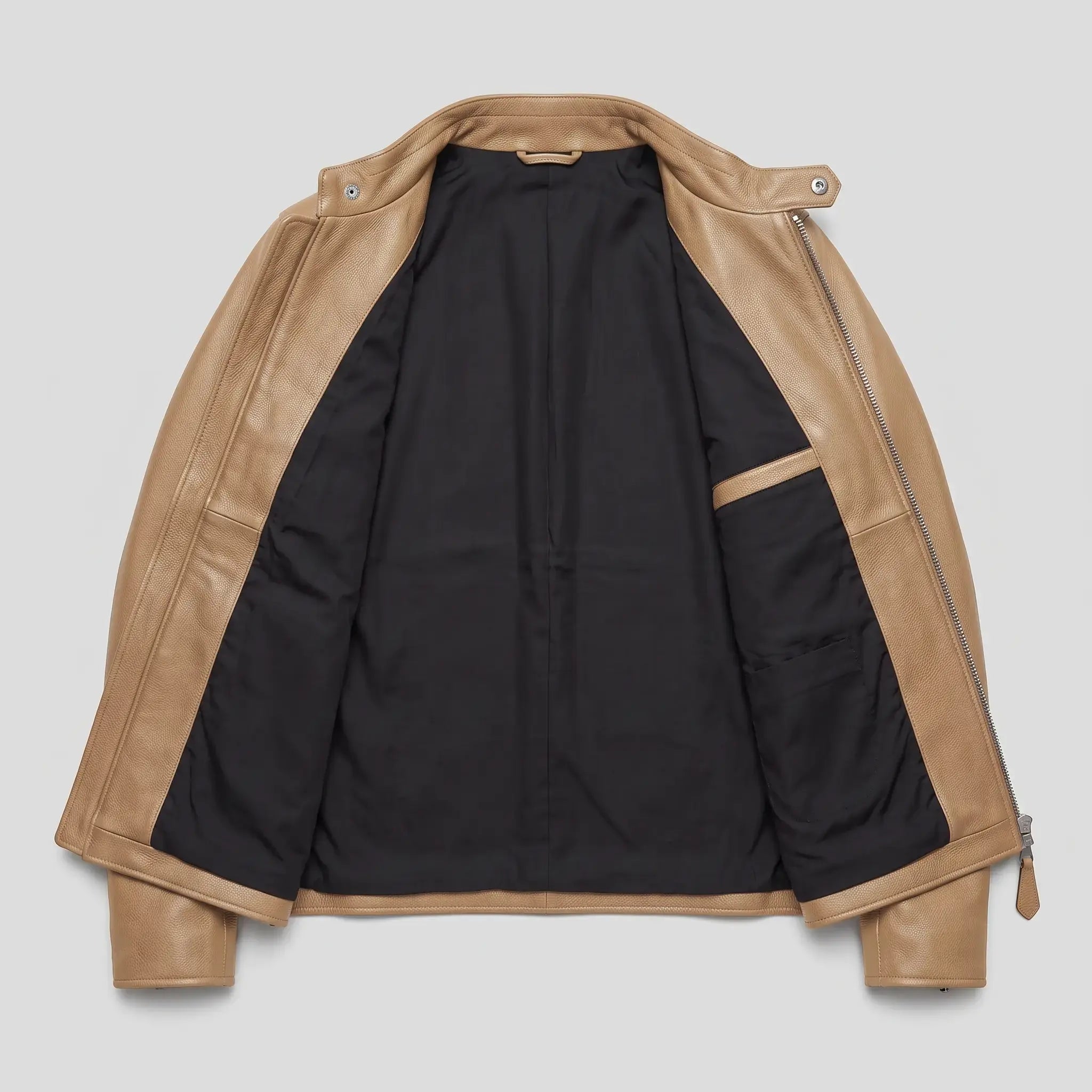 Men's Tan Leather Biker Jacket — Uckfield