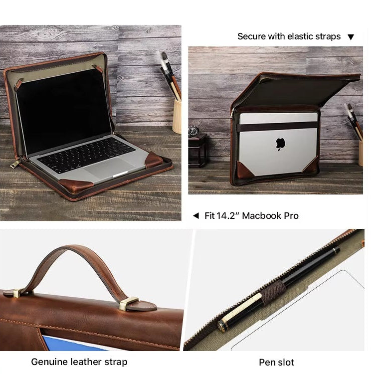 Premium Foldable Leather Laptop Cover for MacBook Pro 14" M1