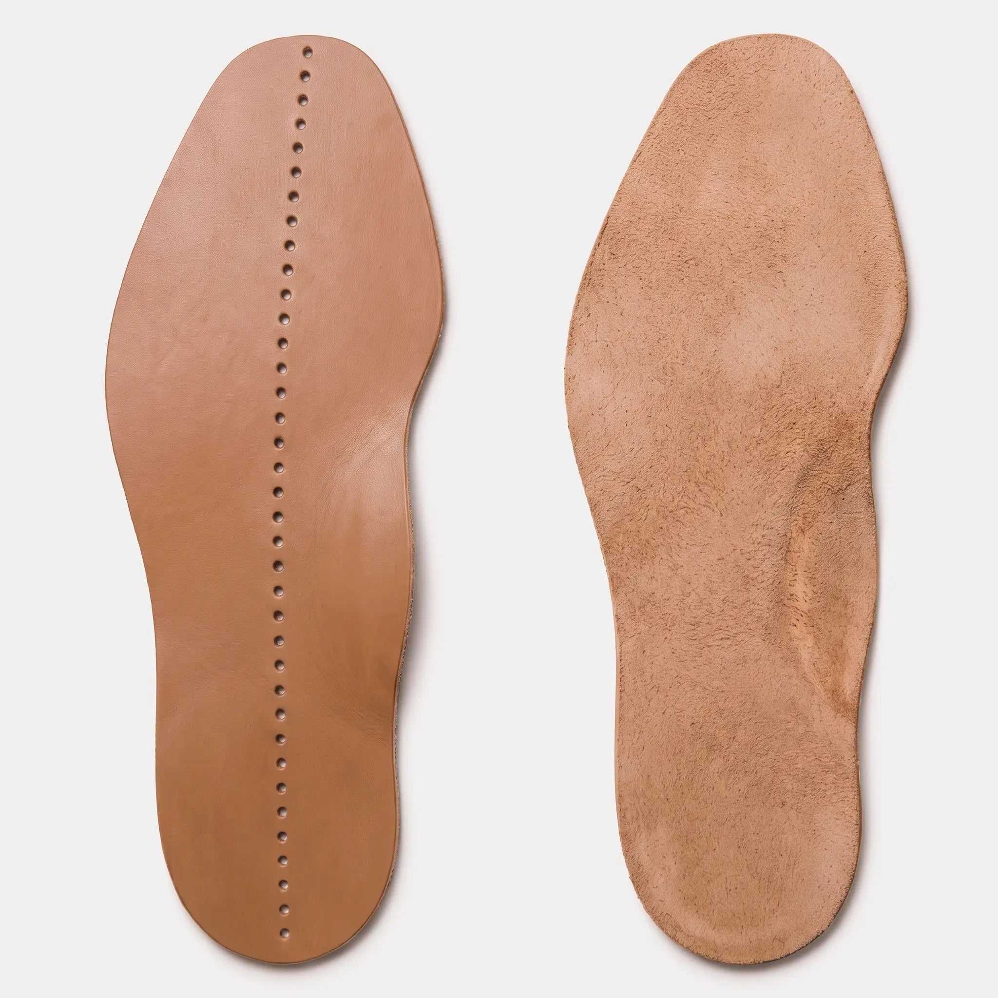 Light Brown Centre-Line Perforated Full-Grain Leather Insoles — Abborne