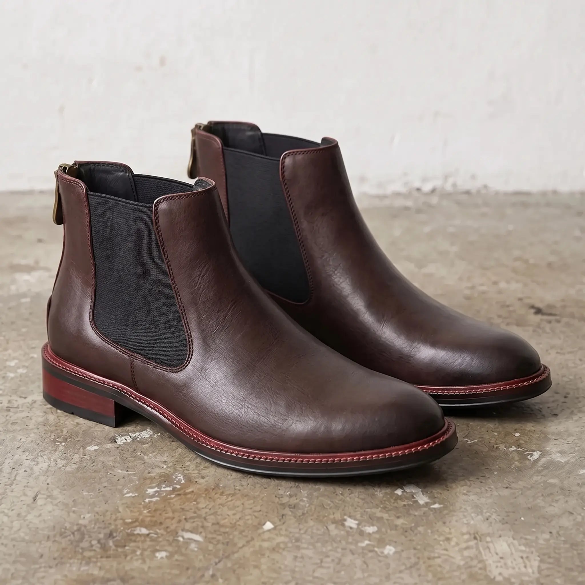 Men's Coffee Plain-Toe Leather Chelsea Boots — Billingham