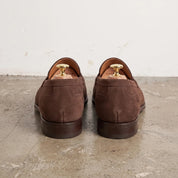 Men's Brown Suede Apron-Toe Penny Loafers — Amport