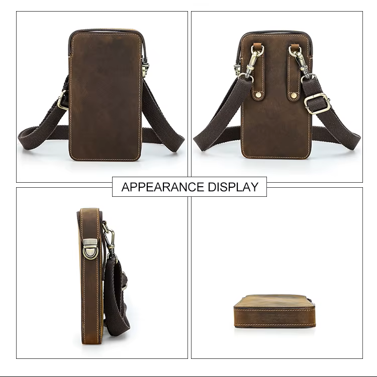 Men's Adjustable Strap Multi-Use Full- Grain Leather Crossbody Bag