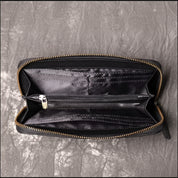 Men's Zip-Around Cowhide Leather Card Holder With Multiple Slots