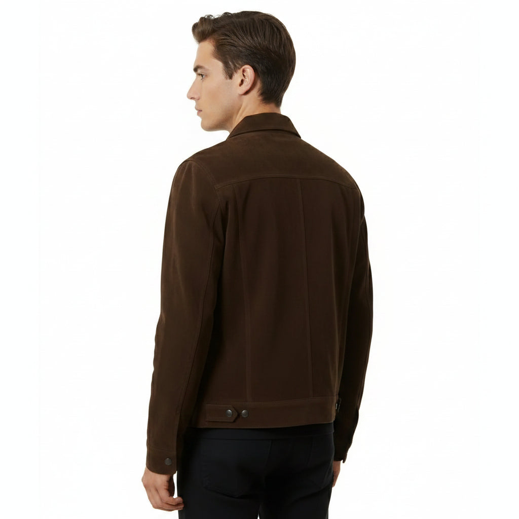 Men's Handmade Trucker Suede Jacket