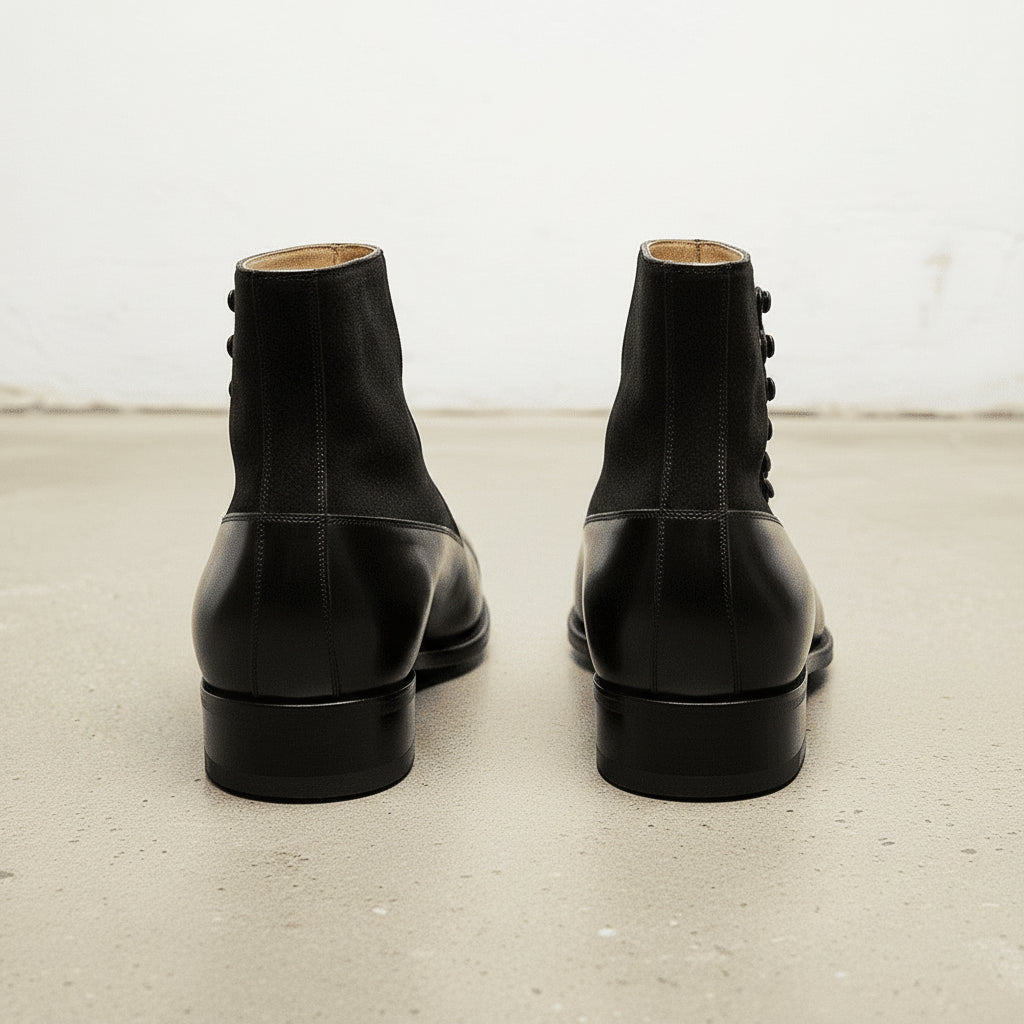 Handcrafted Men's Black Lace-Up Ankle Boots