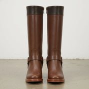 Women's Brown Pebbled Leather Knee-High Riding Boots — Tavistock