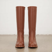 Women's Brown Leather Knee-High Riding Boots — Falkland