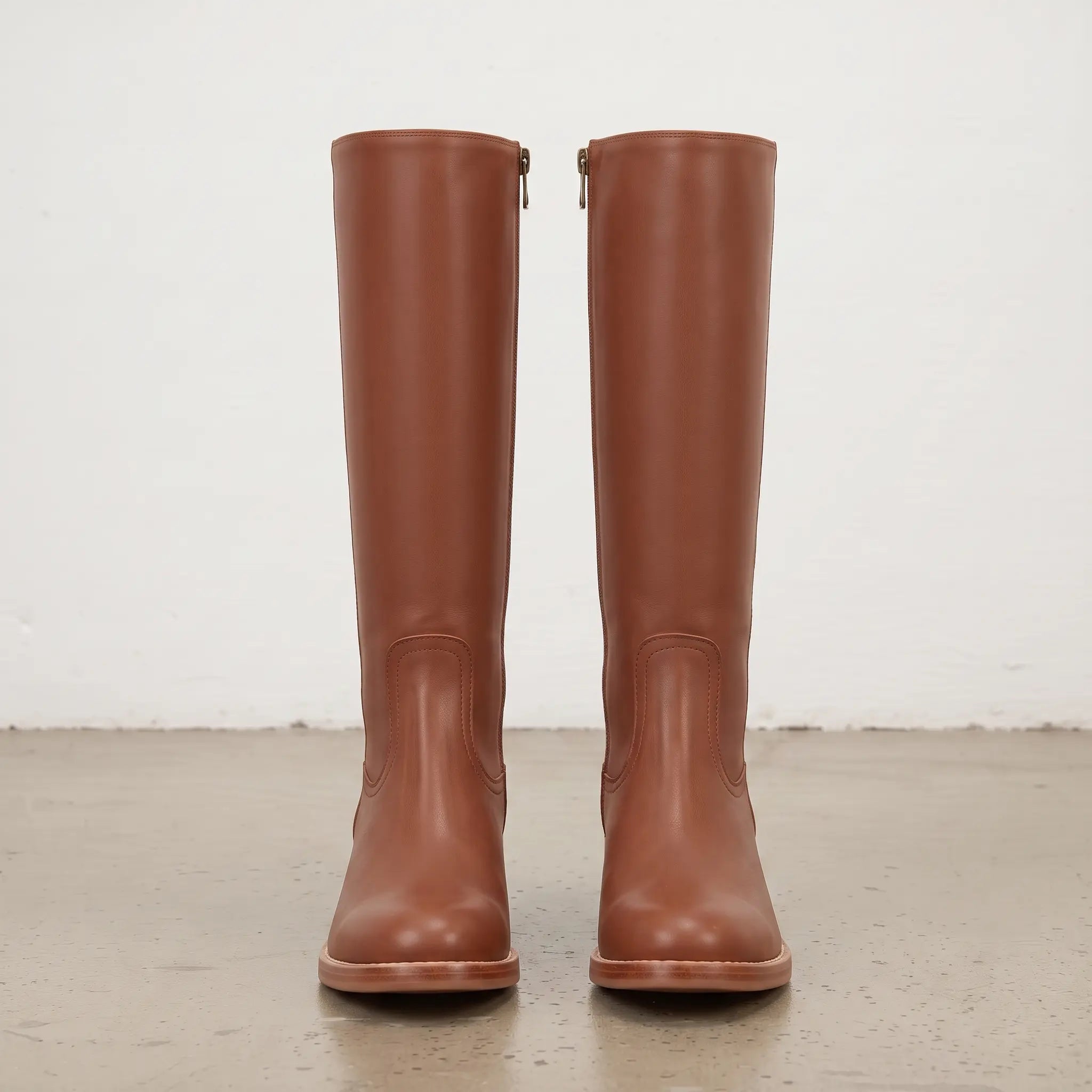 Women's Brown Leather Knee-High Riding Boots — Falkland