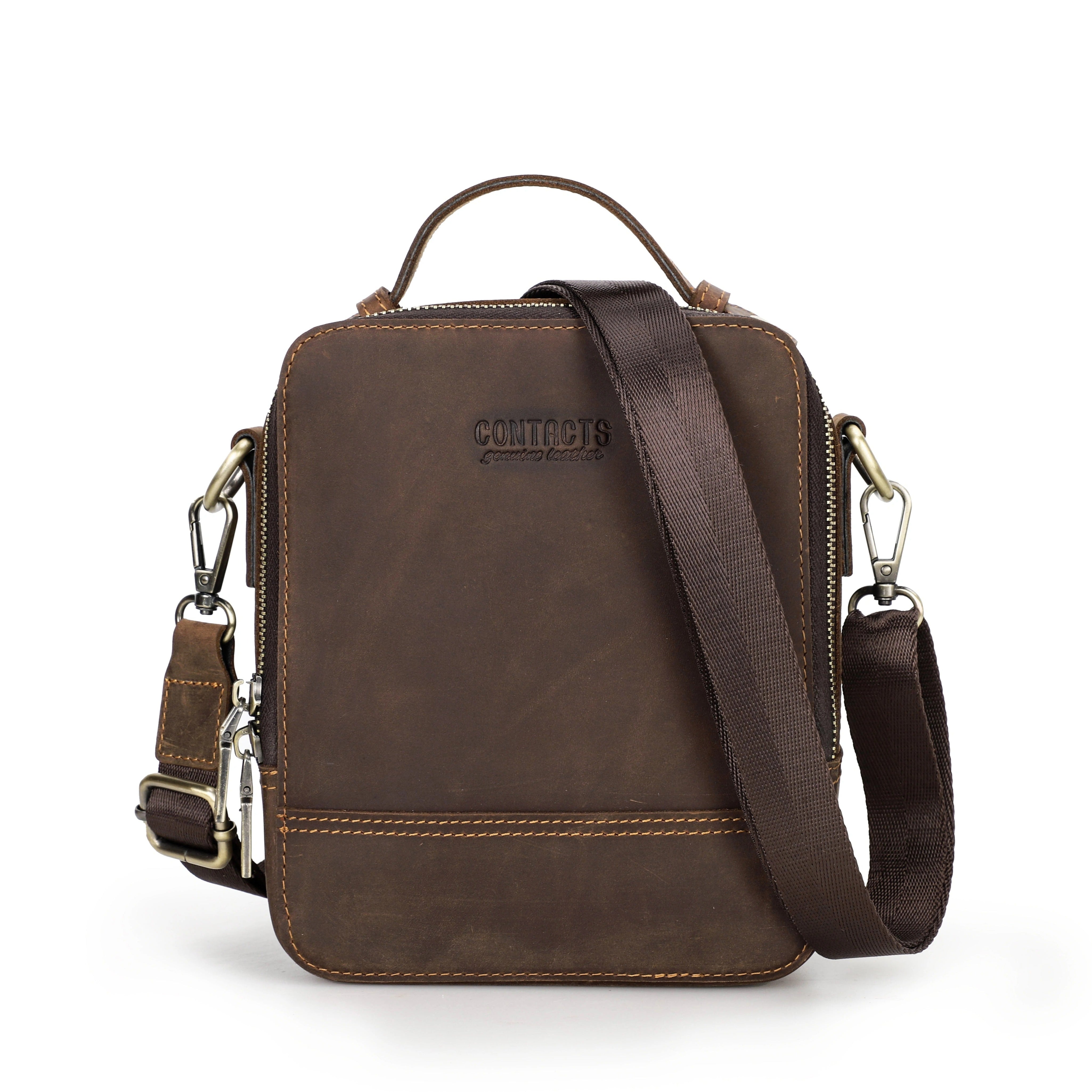 Men’s Genuine Leather Crossbody Sling Bag - Stylish Phone Holder with Card & Pen Slots