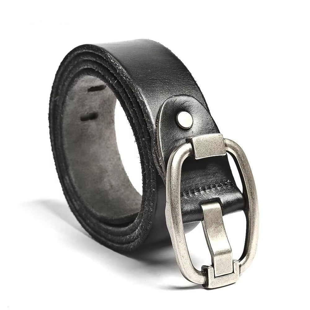 Men's Premium Leather Belt, Classic and Adjustable with Vintage Buckle