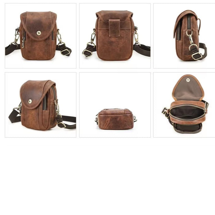 Men’s Leather Bag for 6.7" Phones - Durable Sling Pouch for Daily Use