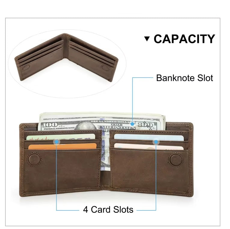 Men's Ultra-Thin Leather Bifold Wallet