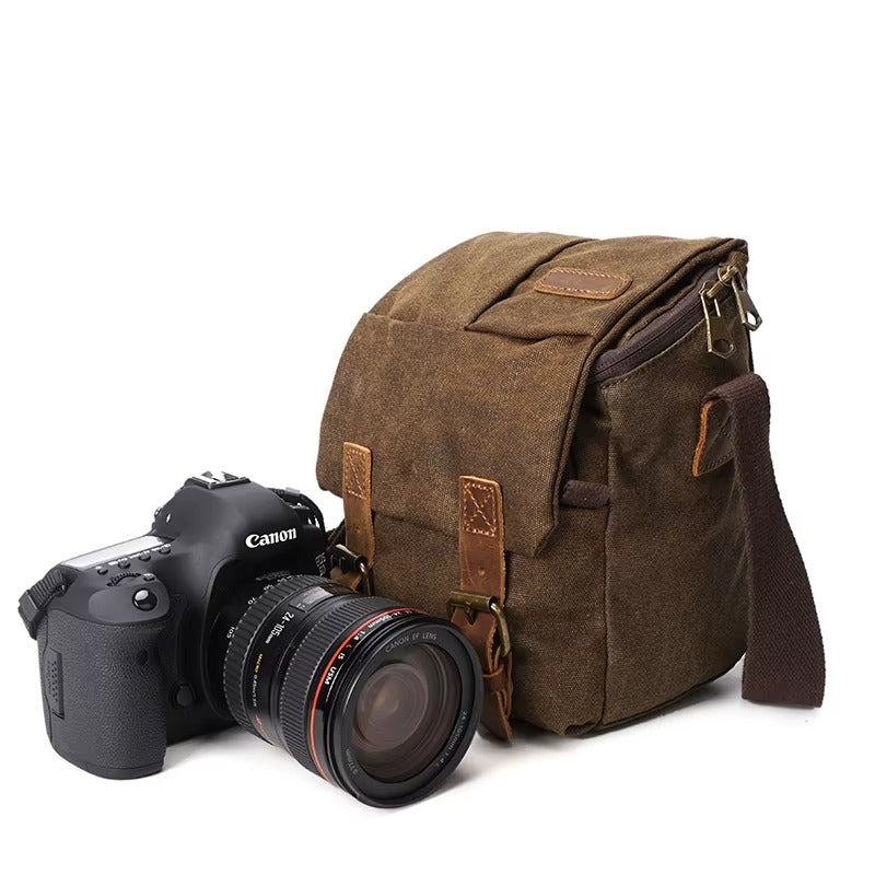 Small Crossbody Camera Bag – Waterproof Canvas Messenger for DSLR & Video