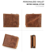 Genuine Leather Trifold Wallet for Men with Zipper Coin Pocket