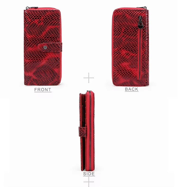 Snake Skin Leather RFID Women Wallet