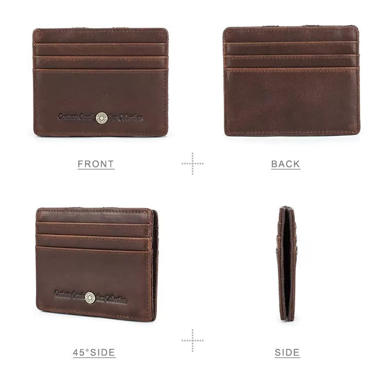 Men’s Slim Leather Magic Wallet with Money Clip