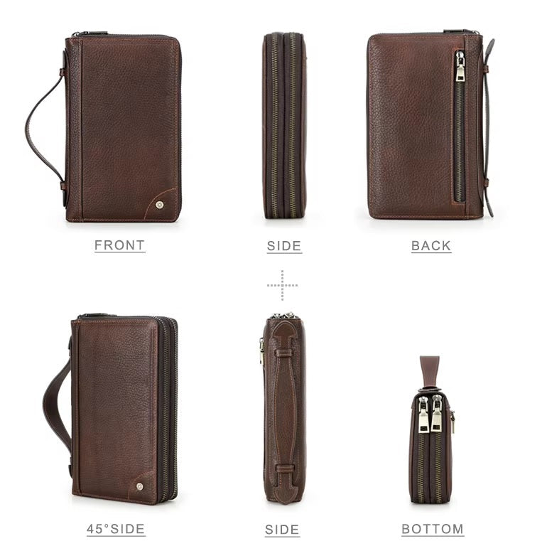 Genuine Leather Mini Brown Purse Wallet Bag –  with AirTag Slot