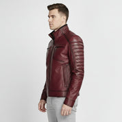 Men's Antique Maroon Classic Biker Leather Jacket