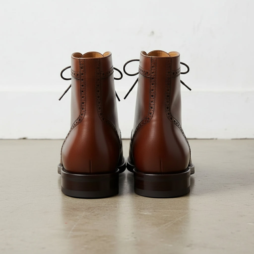 Men's High Ankle Wingtip Brogue Lace-up Dress Boots US 9.5 / Brown / D - Standard Men's High Ankle Wingtip Brogue Lace-up Dress Boots US 9.5 / Brown / D - Standard