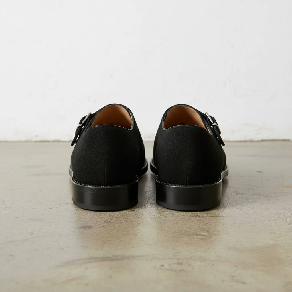 Men's Handmade Suede Double Monk Strap Dress Shoes