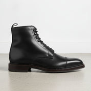 Men's Black Cap-Toe Leather Derby Ankle Boots