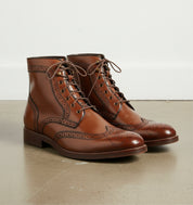 Handmade Men's Brown Wingtip Brogue Leather Boots