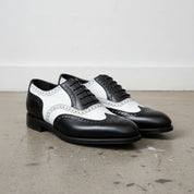 Men’s Black Wingtip Spectator Shoes, Two-Tone Formal Dress Shoes