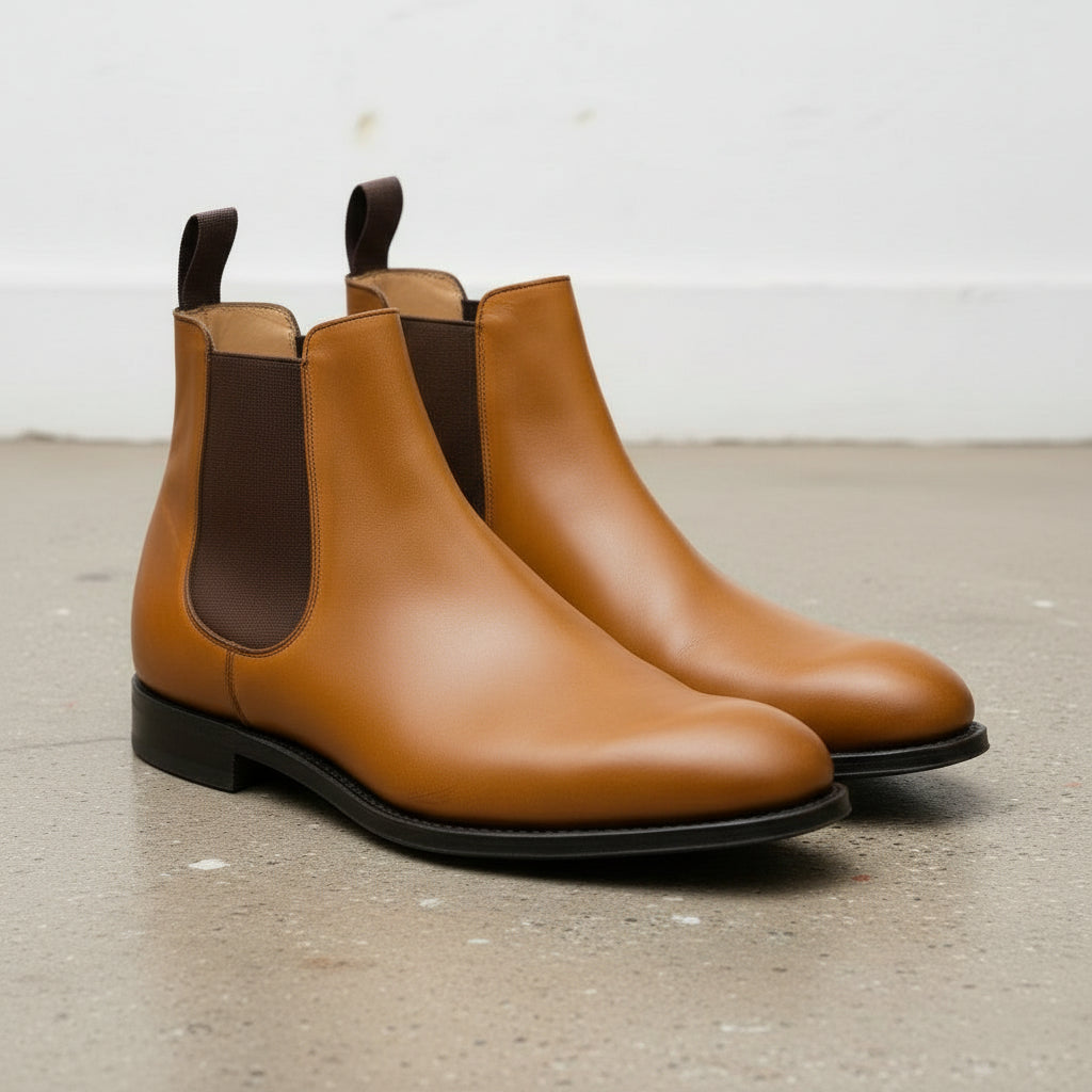 Men's Handcrafted Tan Chelsea Boots