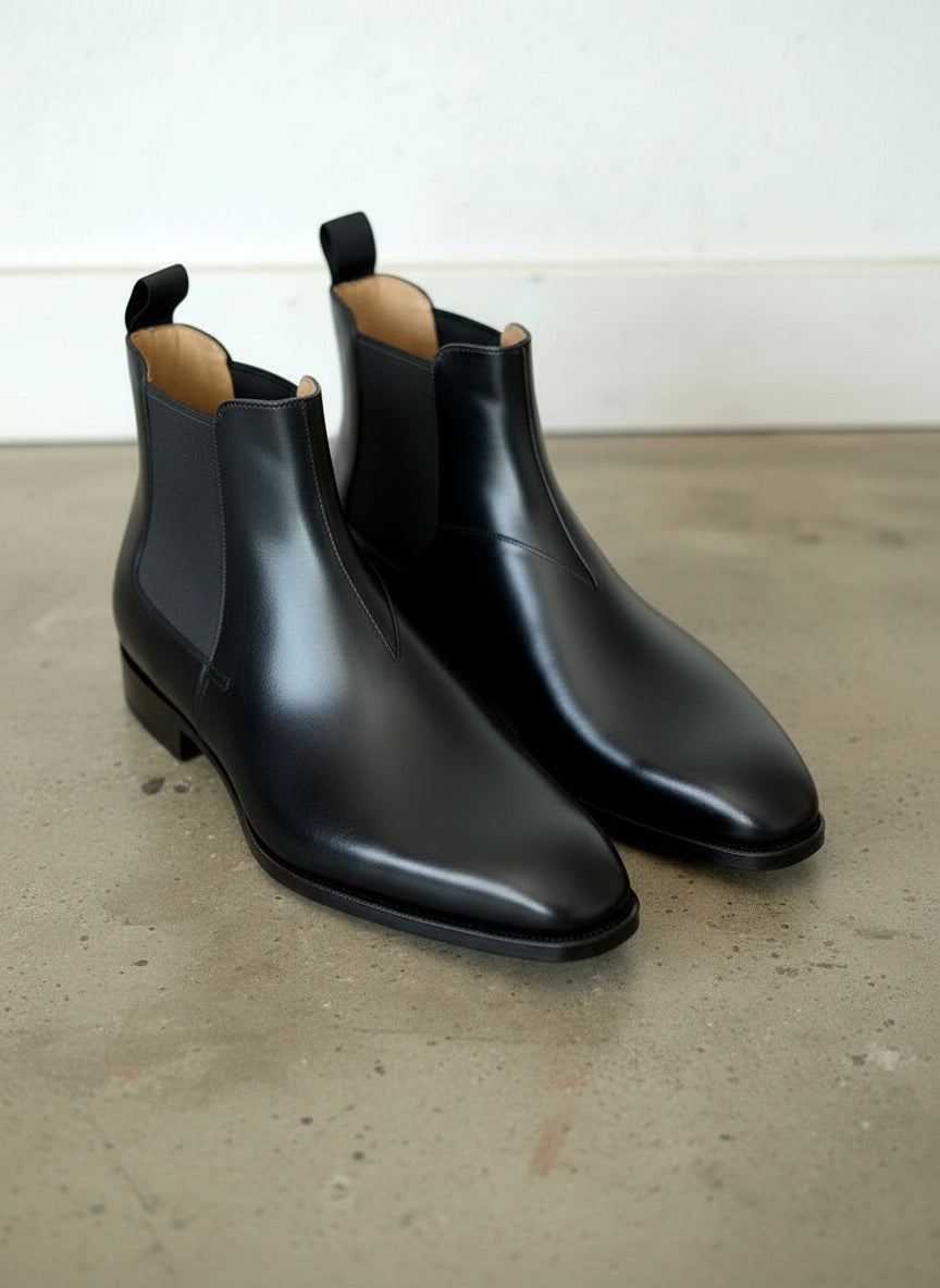 Handmade Black Leather Chelsea Boots