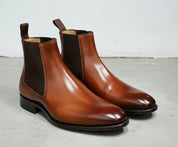 Handmade Men's Brown Leather Chelsea Boots