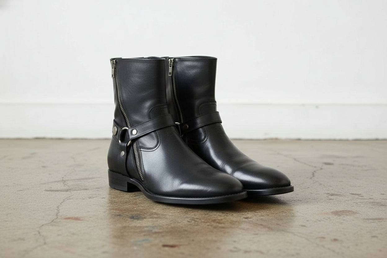 Handcrafted Men's Full-grain Leather Jodhpur Zipper Boots