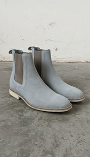 Men's Light Gray Suede Chelsea Boots