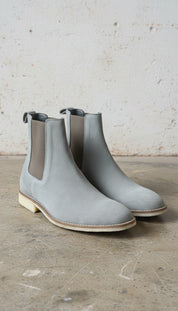 Men's Light Gray Suede Chelsea Boots