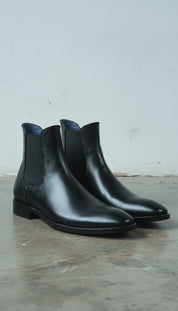 Handcrafted Men's Black Chelsea Leather Boots