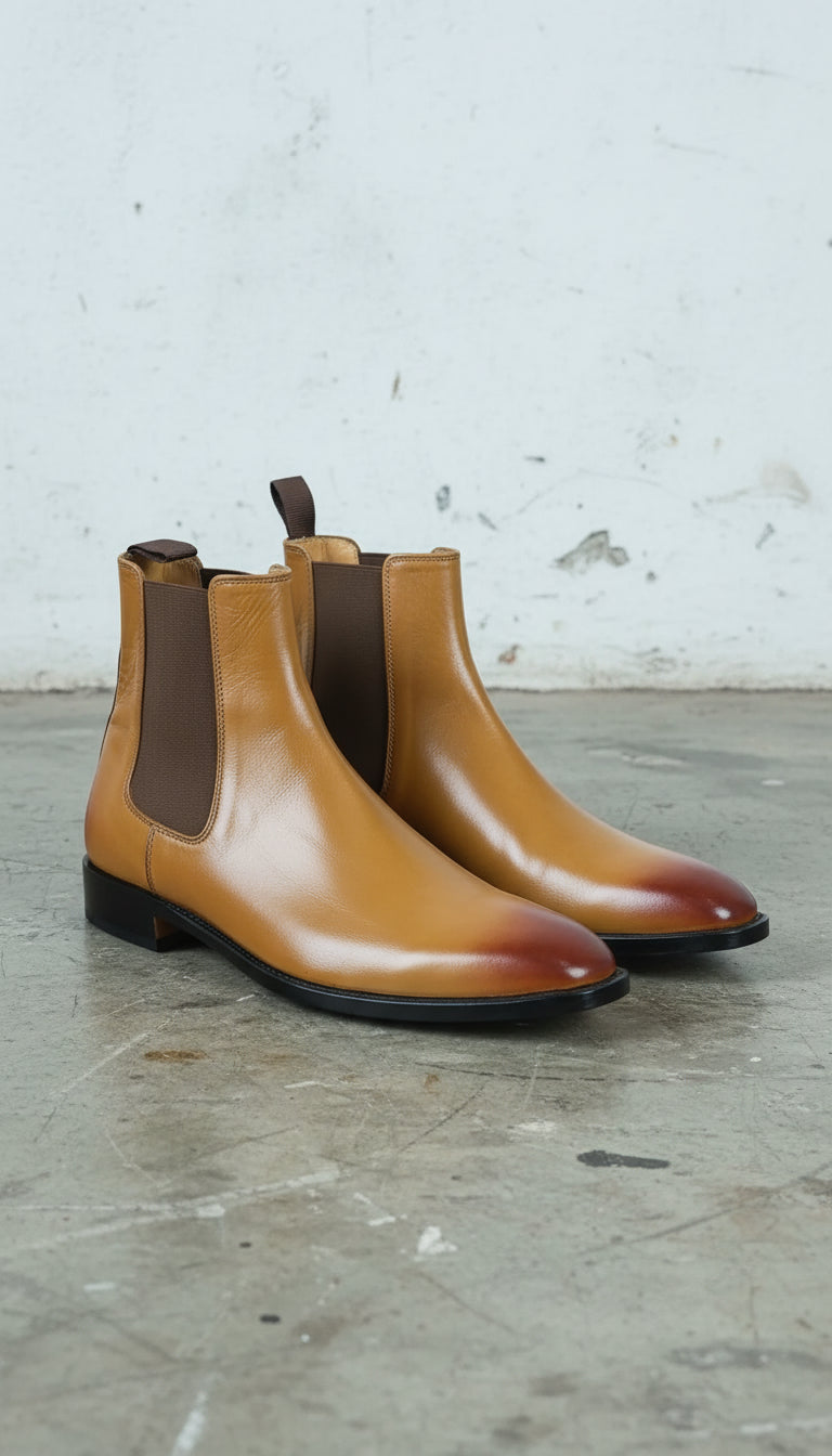 Handmade Mens Brown Chelsea Leather Boot, Mens Leather Boot, Men Ankle Boot