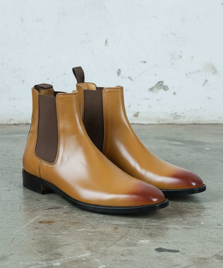 Handmade Mens Brown Chelsea Leather Boot, Mens Leather Boot, Men Ankle Boot