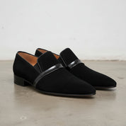 Handmade Men Pointed Toe Dress Shoes, Men Suede Loafers