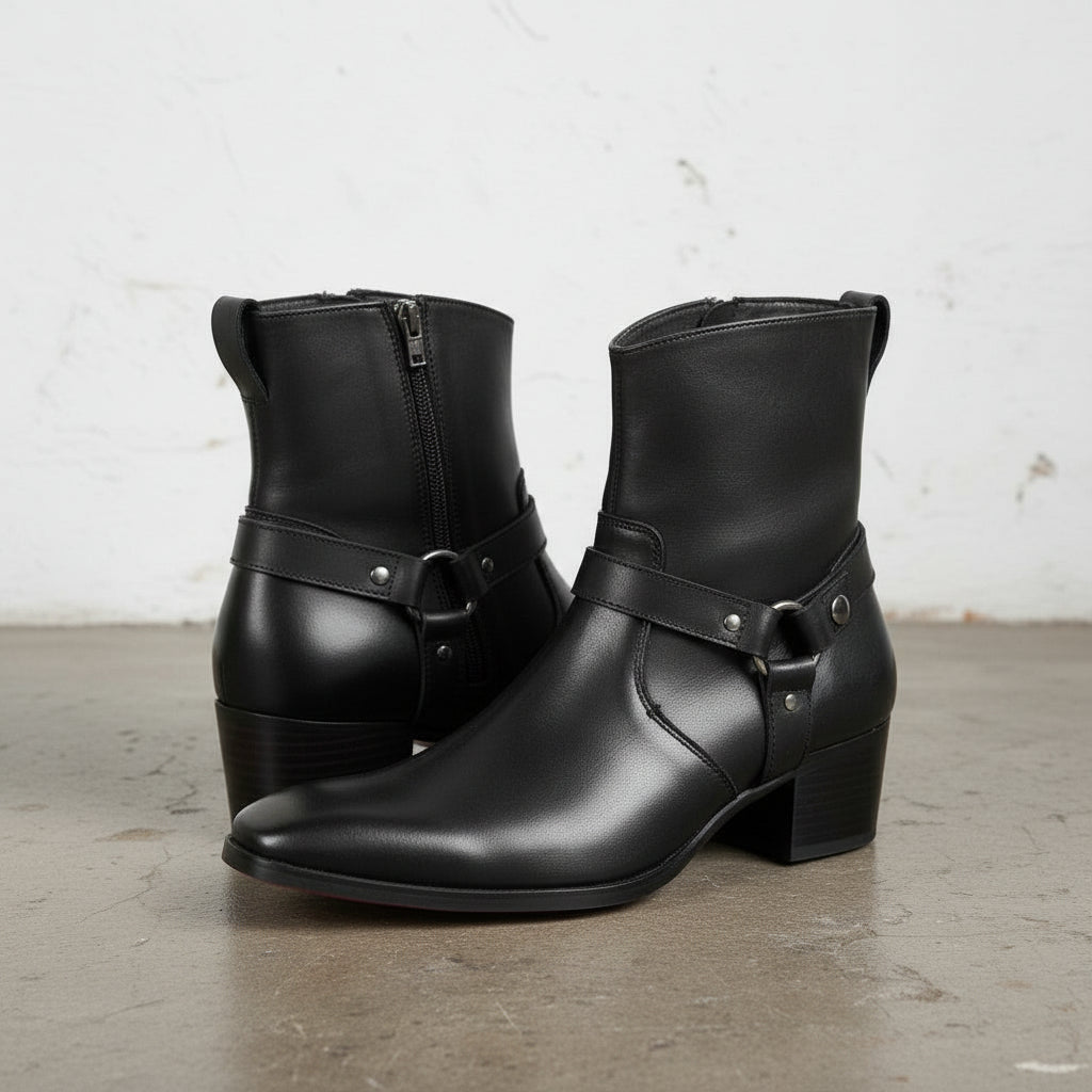 Handmade Men's Black Leather Ankle Boots, Men Ankle Designer Fashion Boots