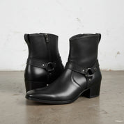 Handmade Men's Black Leather Ankle Boots, Men Ankle Designer Fashion Boots