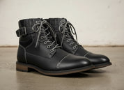 Handcrafted Men's Black Leather Boots