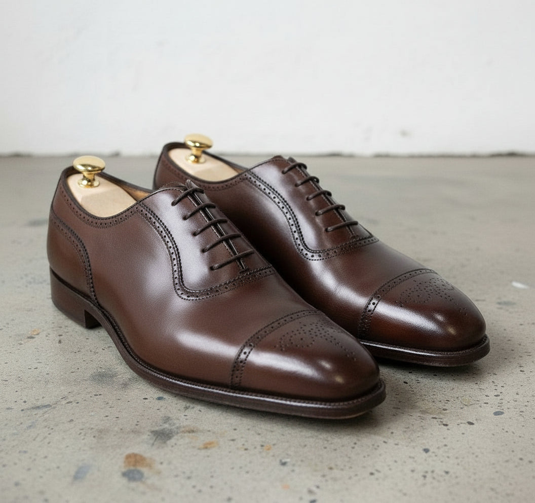 Men's Brown Leather Oxford Brogue Formal Shoes