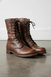 Handcrafted Men's High Ankle Combat Boots in Rich Brown
