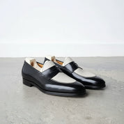 Handmade Two Tone Penny Loafers, Men's Leather Moccasins
