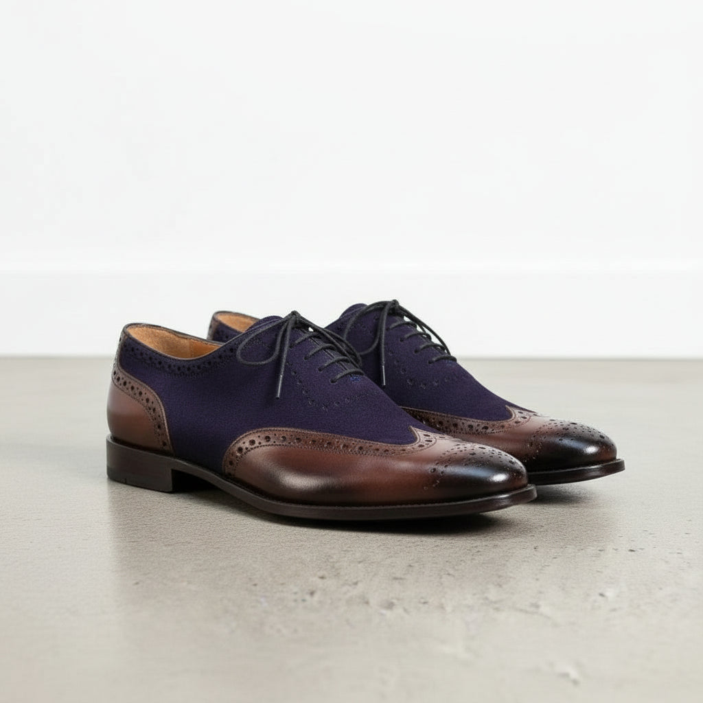 Handcrafted Two-tone Formal Wingtip Shoes