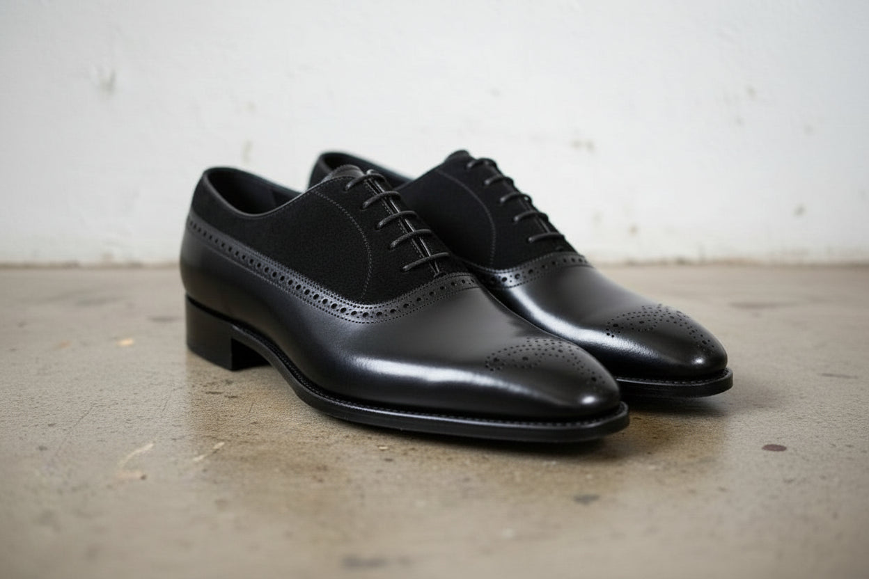 Men's Black Suede and Leather Formal Shoes