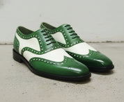 Handcrafted Men's Two-tone Wingtip Brogue Dress Shoes
